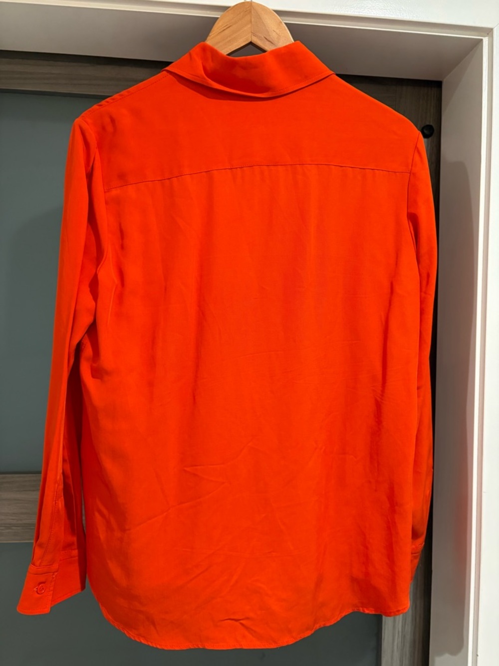 Zara Bold Red-Orange Long Sleeve Button Shirt - Picture 5 of 10